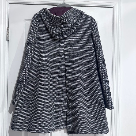 Trosiata Hooded Wool Jacket - Handcrafted Black & White Size M - Picture 2 of 5